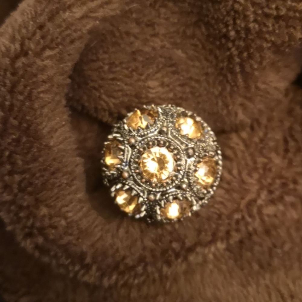 ❤️ Citrine and Gunmetal Ring Size 7